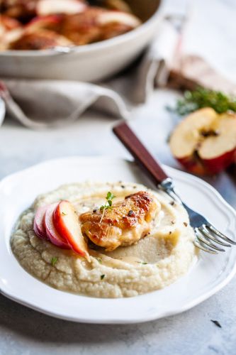 Cider Braised Chicken with Creamy Mashed Cauliflower