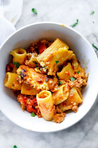 Baked Cheese and Sausage Rigatoni