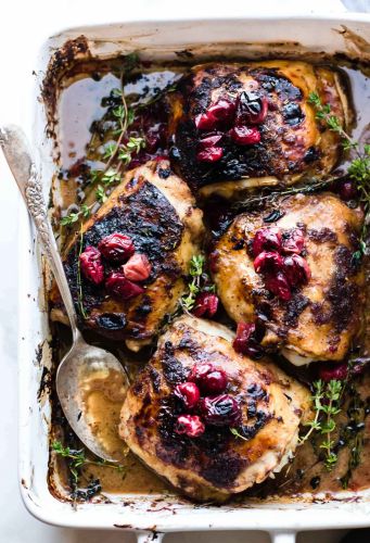 One Pan Cranberry Balsamic Roast Chicken