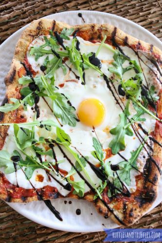 Grilled Pizza With Egg, Arugula & Balsamic