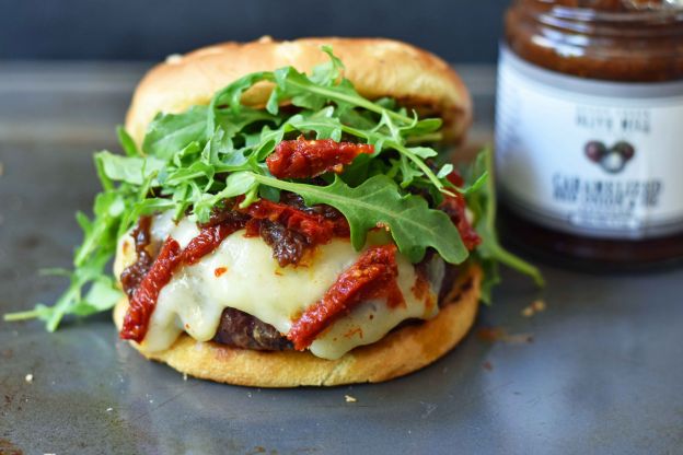 Brie Burger with Sun-Dried Tomatoes