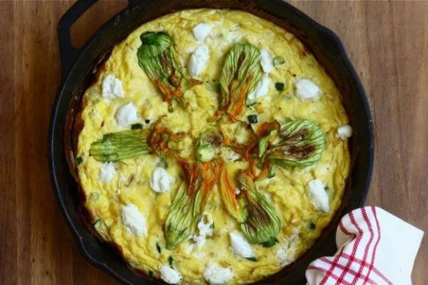 Squash Blossom Goat Cheese Frittata