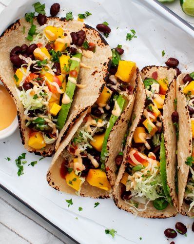 Spicy Mango Black Bean and Avocado Tacos