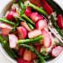 creamy risotto with sauteed spring vegetables