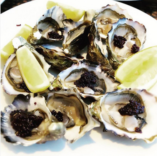 Oysters with caviar