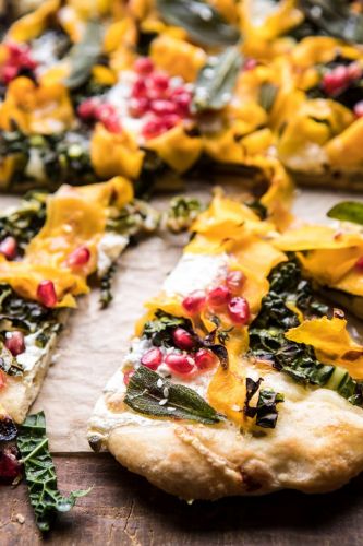 Caramelized Onion Butternut Squash and Crispy Kale Pizza