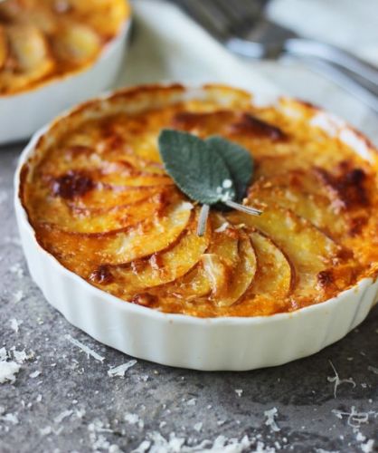 Pumpkin and Potato Gratin with Gruyere and Sage