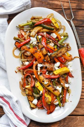Easy Balsamic Grilled Vegetables with Goat Cheese