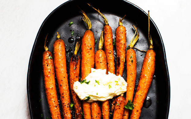 Harissa-Maple Carrots with Whipped Ricotta