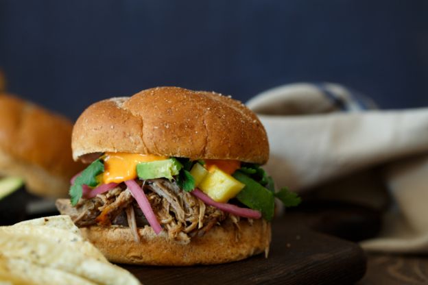 Pulled Pork Banh Mi Sandwich with Pickled Pineapple and Avocado