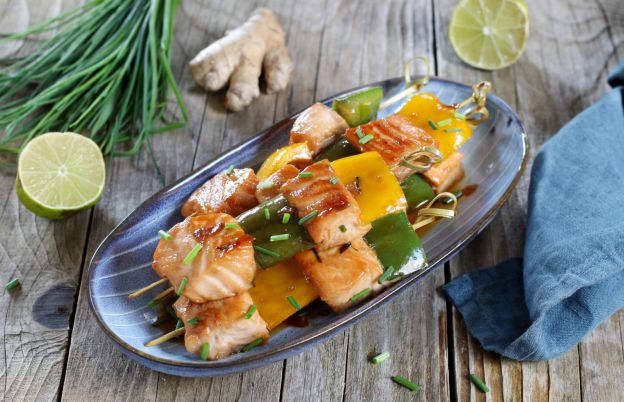 Easy Ginger-Soy Salmon Skewers