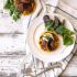 Polenta Cakes with Portobello Mushrooms and Burrata