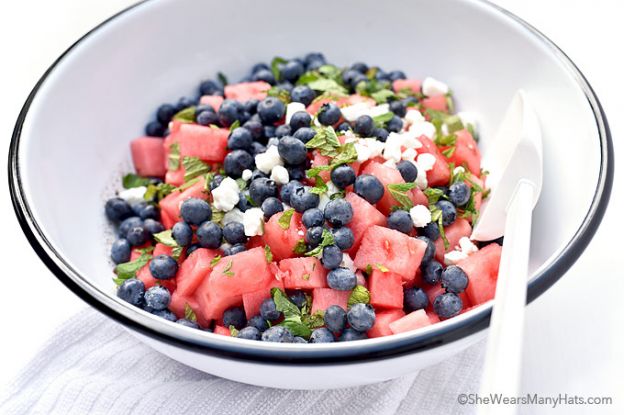 blueberry watermelon feta mint salad