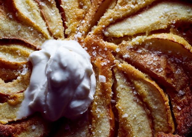 Salty Honey Pear Custard Pie