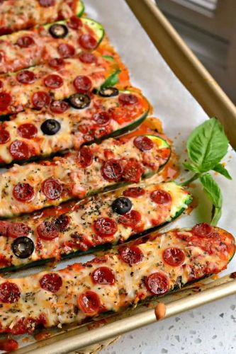 Pizza Stuffed Zucchini Boats