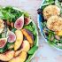 Almond-crusted goat cheese, peach and fig salad