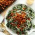 Garlicky kale salad with crispy chickpeas
