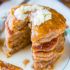 Apple pie pancakes with vanilla maple syrup