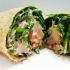 Roasted pear, walnut and arugula wrap with sunflower seed dressing