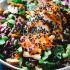 Asian sesame salad with Sriracha salmon