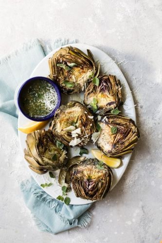 grilled artichokes with garlic parmesan butter