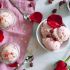 Rose Hip Ice Cream with Strawberries and Granola