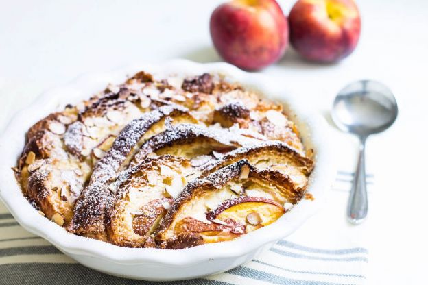Croissant Bread Pudding with Peaches