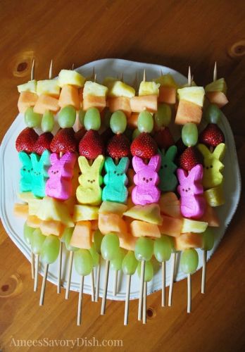 Easter Peep Fruit Kabobs