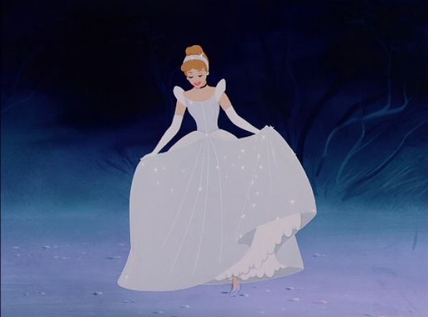 Cinderella's dress and glass slippers