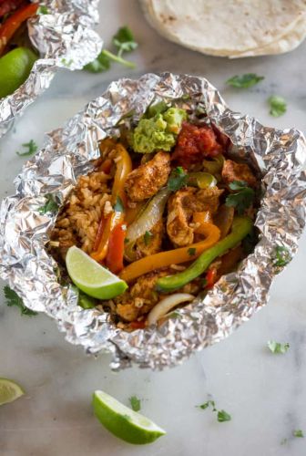 Chicken Fajitas with Rice Foil Packets