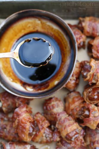 Bacon-wrapped dates stuffed with blue cheese and smoked almonds
