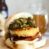 Bacon pineapple burgers with candied jalepenos and sweet chili mayo