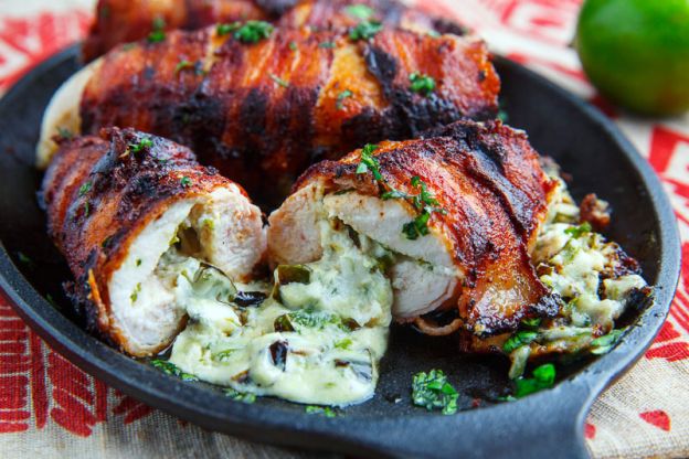 Bacon Wrapped Jalapeno Popper Stuffed Chicken