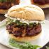 BACON BURGERS WITH BOURBON CARAMELIZED ONIONS AND GOAT CHEESE