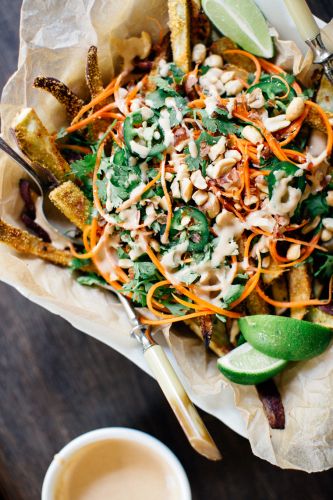 Loaded banh mi sweet potato fries