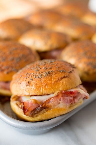 Baked apple butter ham and cheese sliders