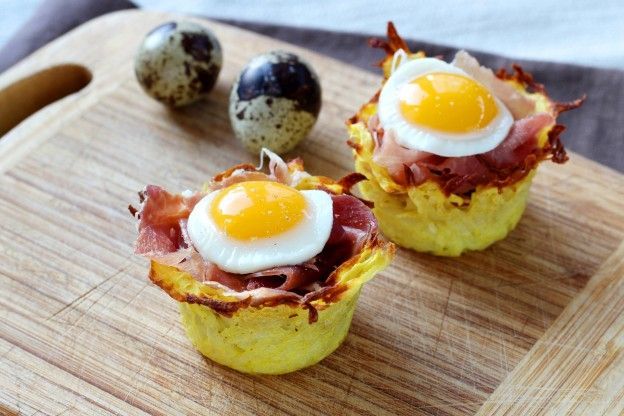 Baked Quail Eggs In Potato Nests