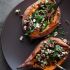 BAKED SWEET POTATOES STUFFED WITH FETA, OLIVES AND SUNDRIED TOMATOES