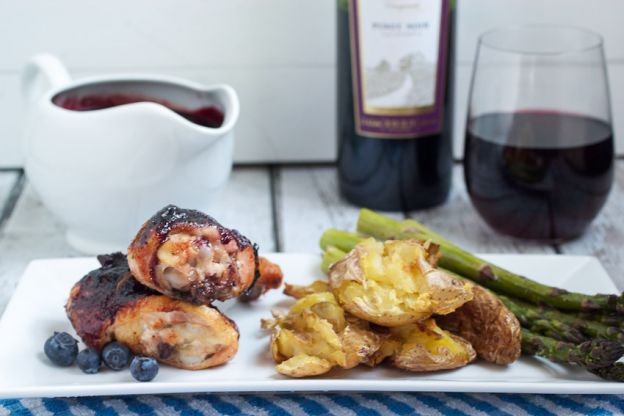 Barbecue Chicken with Pinot Noir Blueberry Sauce