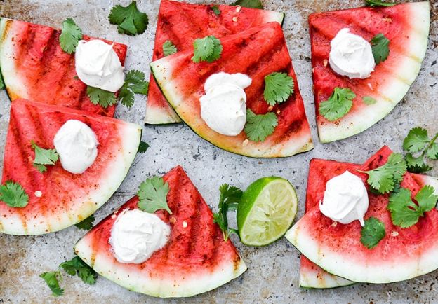 Spicy Grilled Watermelon With CrEme Fraiche