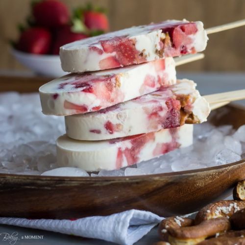 Strawberry Pretzel Popsicles