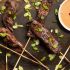 Beef satay skewers with peanut dipping sauce