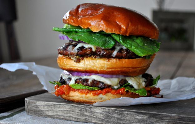 Big burger with bacon jam