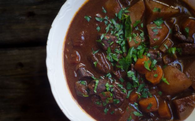 Bison Stew with Red Wine and Sweet Bay