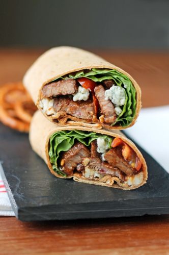 Black and blue steak wraps