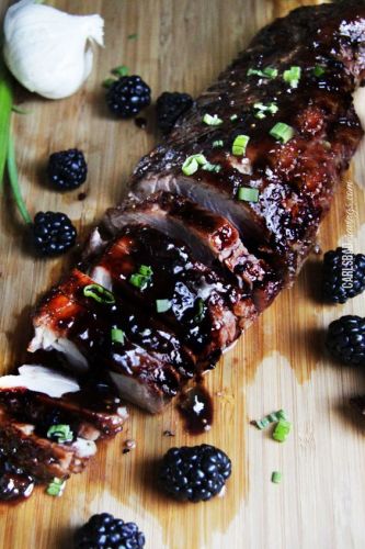 Blackberry hoisin ginger pork tenderloin