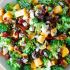 Broccoli salad with bacon, raisins and cheddar cheese
