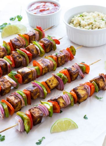 Fajita Tofu Kebabs With Cilantro Lime Quinoa