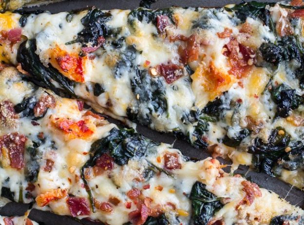 Brown butter lobster and spinach pizza