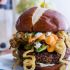 Buffalo-Blue Curly Cheese Fry and Crispy Black Bean Burgers